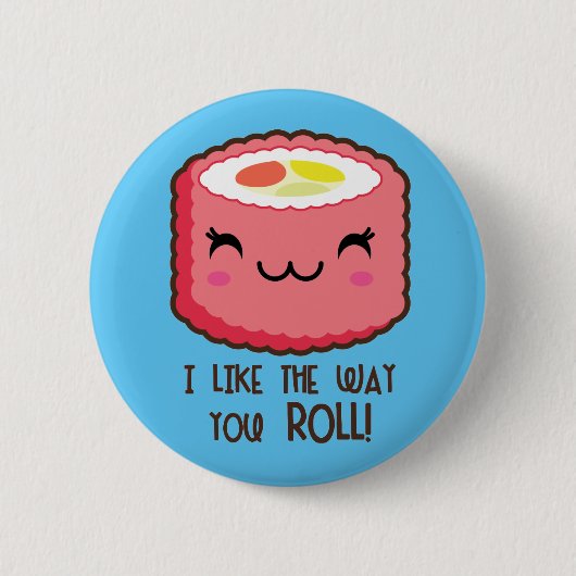 Sushi Emoji Roll Ronde Button 5,7 Cm (Voorkant)