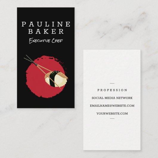 Sushi en Chopsticks Logo Visitekaartje (Voorkant / Achterkant)