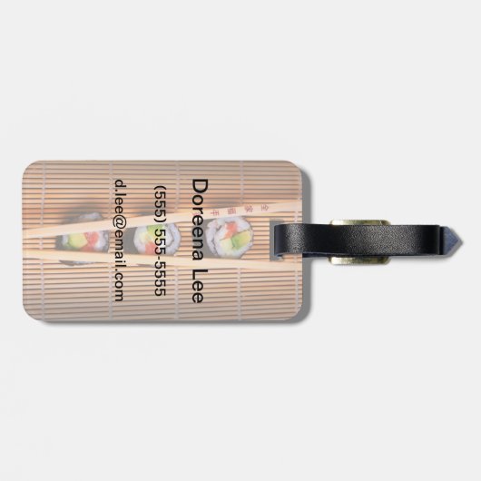 Sushi en houten stokjes bagagelabel (Achterkant horizontaal)