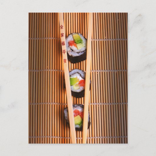 Sushi en houten stokjes briefkaart (Voorkant)