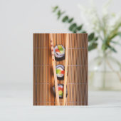 Sushi en houten stokjes briefkaart (Staand voorkant)
