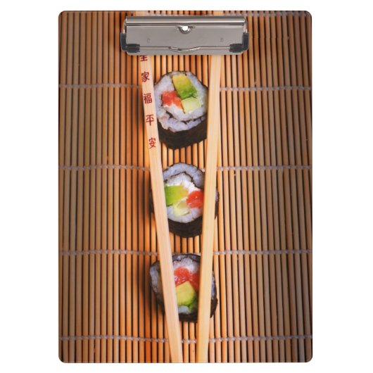 Sushi en houten stokjes klembord (Voorkant)
