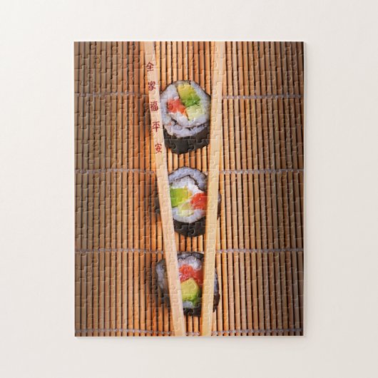 Sushi en houten stokjes legpuzzel (Verticaal)