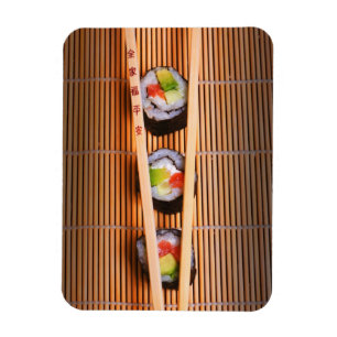 Sushi en houten stokjes magneet