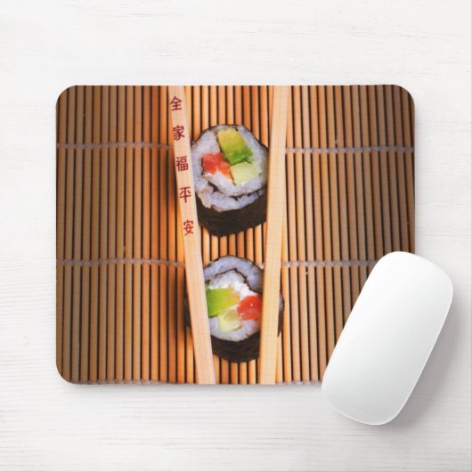 Sushi en houten stokjes muismat (Met muis)