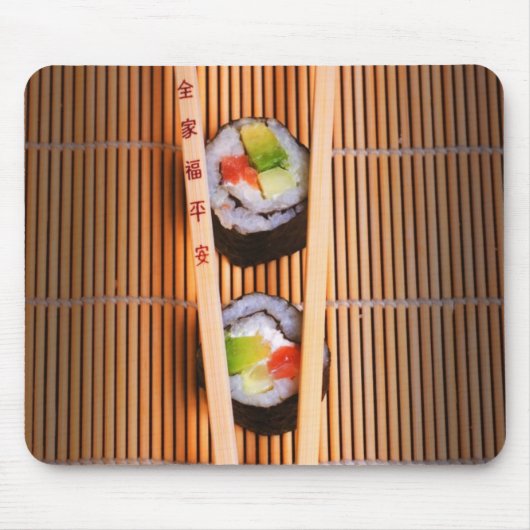 Sushi en houten stokjes muismat (Voorkant)