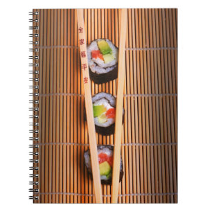 Sushi en houten stokjes notitieboek