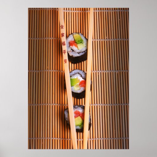 Sushi en houten stokjes poster (Voorkant)
