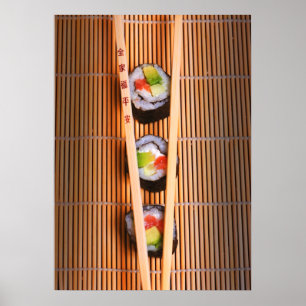 Sushi en houten stokjes poster