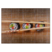 Sushi en houten stokjes snijplank (Voorkant)