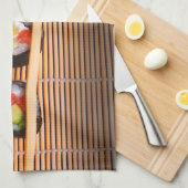 Sushi en houten stokjes theedoek (Quarter Fold)