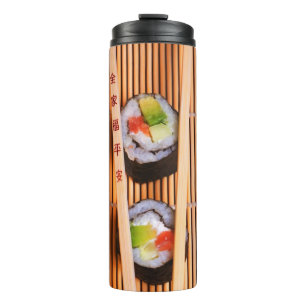 Sushi en houten stokjes thermosbeker