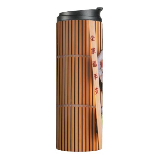 Sushi en houten stokjes thermosbeker (Gedraaid links)