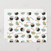 Sushi en Noodles Pattern Briefkaart (Voorkant / Achterkant)