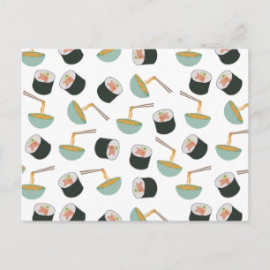 Sushi en Noodles Pattern Briefkaart