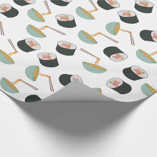 Sushi en Noodles Pattern Cadeaupapier (Hoek)