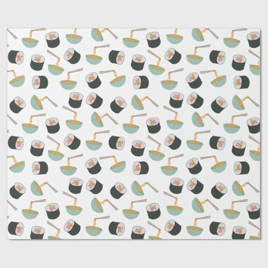 Sushi en Noodles Pattern Cadeaupapier (Vlak)