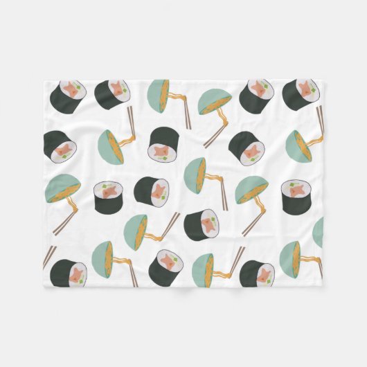 Sushi en Noodles Pattern Fleece Deken (Voorkant (Horizontaal))