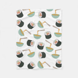Sushi en Noodles Pattern Fleece Deken