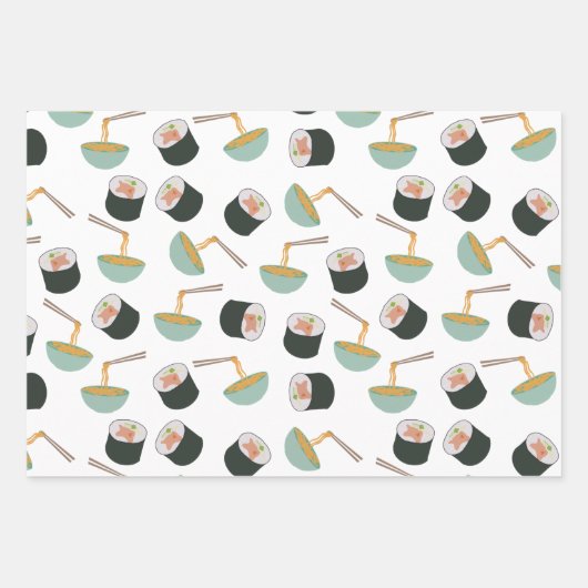 Sushi en Noodles Pattern Inpakpapier Vel (Voorkant 3)