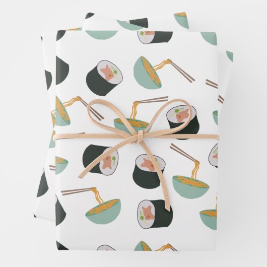 Sushi en Noodles Pattern Inpakpapier Vel (In situ)