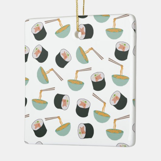 Sushi en Noodles Pattern Keramisch Ornament (Links)