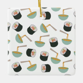 Sushi en Noodles Pattern Keramisch Ornament