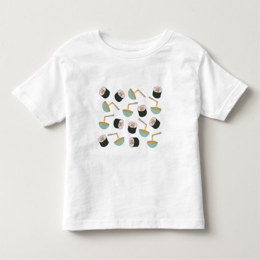 Sushi en Noodles Pattern Kinder Shirts (Voorkant)