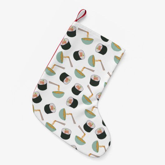 Sushi en Noodles Pattern Kleine Kerstsok (Voorkant (Hangend))