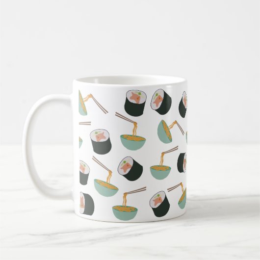 Sushi en Noodles Pattern Koffiemok (Links)