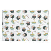 Sushi en Noodles Pattern Kussensloop (Achterkant)