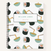 Sushi en Noodles Pattern Recipe Cookbook Notitieboek (Voorkant)