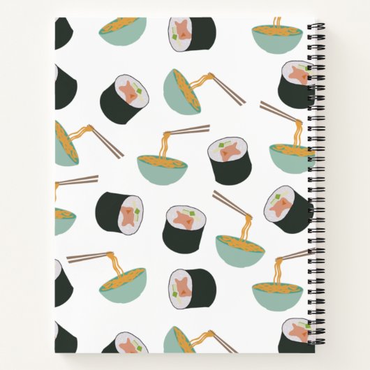 Sushi en Noodles Pattern Recipe Cookbook Notitieboek (Achterkant)