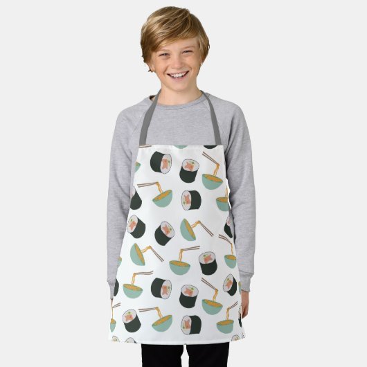 Sushi en Noodles Pattern Schort (Gedragen)
