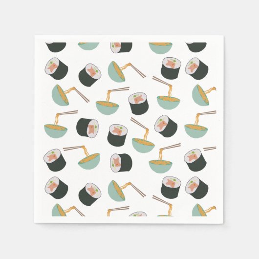 Sushi en Noodles Pattern Servet (Voorkant)