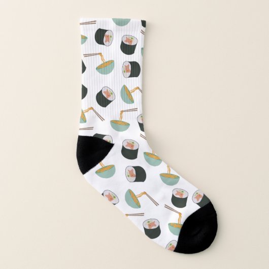 Sushi en Noodles Pattern Sokken (Links binnenkant)