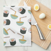 Sushi en Noodles Pattern Theedoek (Quarter Fold)