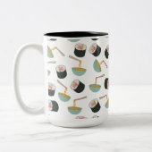 Sushi en Noodles Pattern Tweekleurige Koffiemok (Links)