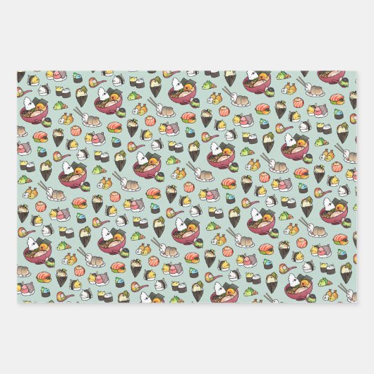 Sushi en Ramen Birds Inpakpapier Vel (Voorkant 2)