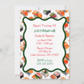 Sushi en Ramen Girl's Anime Verjaardagsfeestje Kaart (Achterkant)