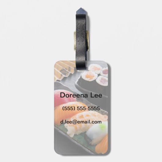 Sushi en rollen bagagelabel (Achterkant verticaal)