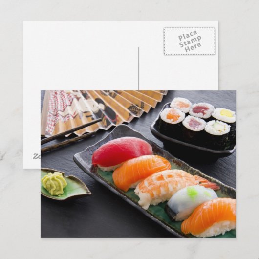 Sushi en rollen briefkaart (Voorkant / Achterkant)