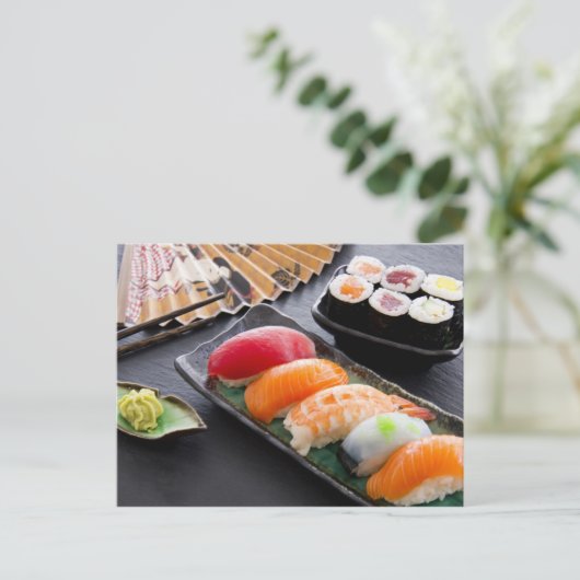 Sushi en rollen briefkaart (Staand voorkant)