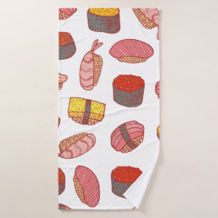 Sushi en rollen naadloos patroon. Stationaire cart Badhanddoek