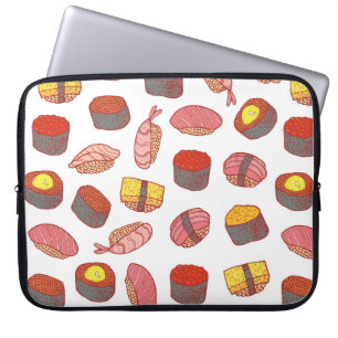 Sushi en rollen naadloos patroon. Stationaire cart Laptop Sleeve
