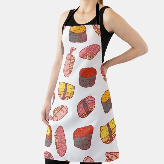 Sushi en rollen naadloos patroon. Stationaire cart Schort (Insitu)