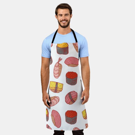 Sushi en rollen naadloos patroon. Stationaire cart Schort (Gedragen)