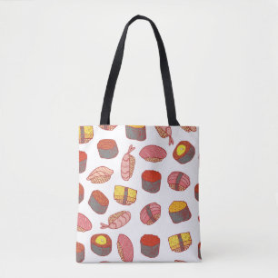 Sushi en rollen naadloos patroon. Stationaire cart Tote Bag