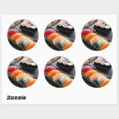 Sushi en rollen ronde sticker (Vel)