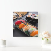 Sushi en rollen vierkante klok (Huis)